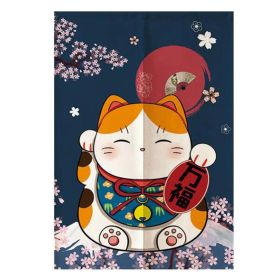 Japanese Style Door Curtain Fortune Cat Half Curtain Kitchen Partition Curtain Short Curtain Sushi Ramen Restaurant Decor,31x47 Inch